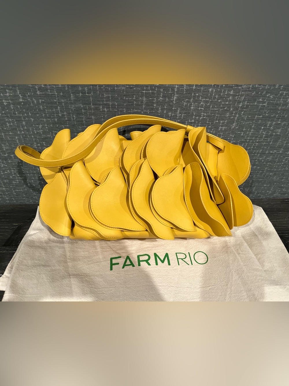 NWT Farm Rio Flower Leather Shoulder Bag Butter Yellow